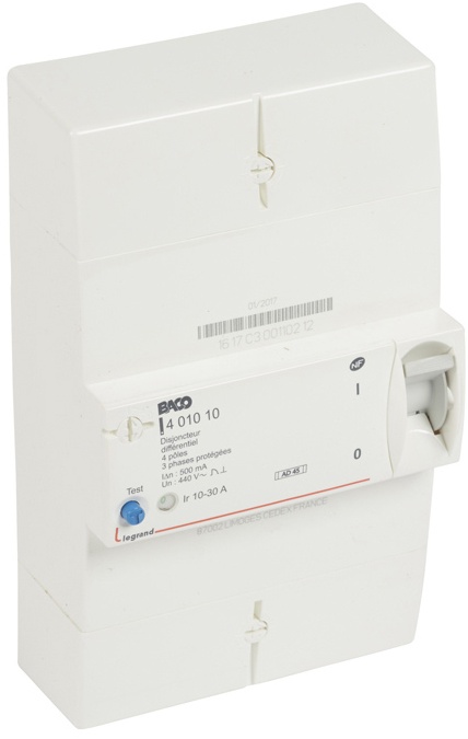 Disjoncteur branchement Enedis tétrapolaire différentiel 500mA instantané - 30A – Image 2