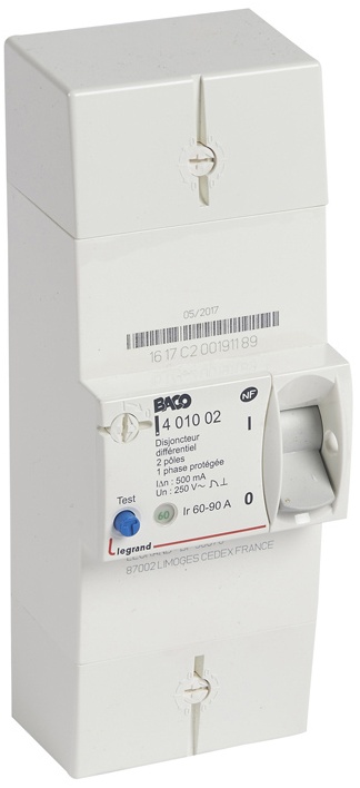 Disjoncteur de branchement Enedis bipolaire différentiel 500mA instantané - 90A – Image 2