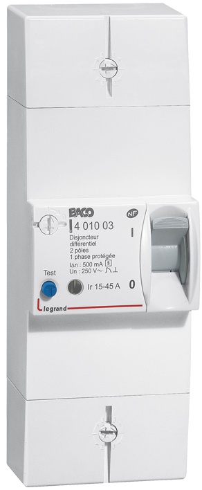 Disjoncteur de branchement Enedis 2P bipolaire différentiel 500mA sélectif - 45A – Image 3