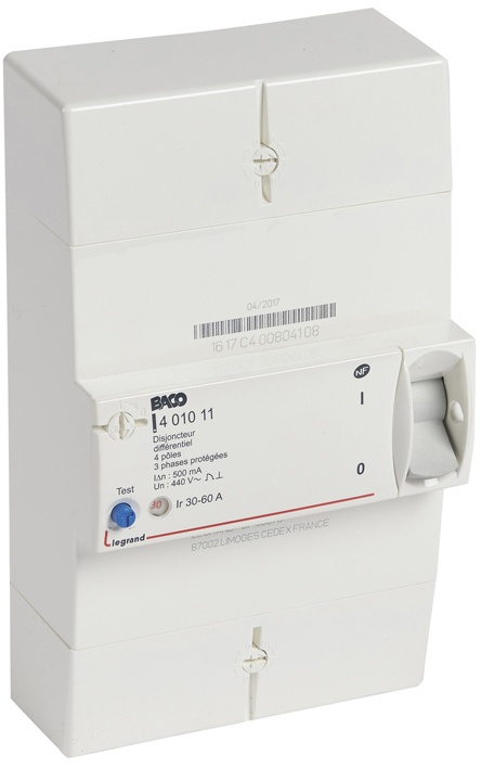 Disjoncteur branchement Enedis 4P tétrapolaire diff 500mA instantané - 60A – Image 2
