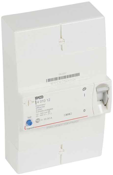 Disjoncteur de branchement Enedis tétrapolaire différentiel 500mA sélectif - 30A – Image 2
