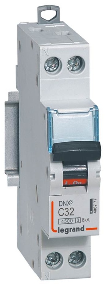 Disjoncteur DNX³ 4500 - vis/vis - 1P+N 230V~ 32A - 4,5kA - courbe C - 1 module