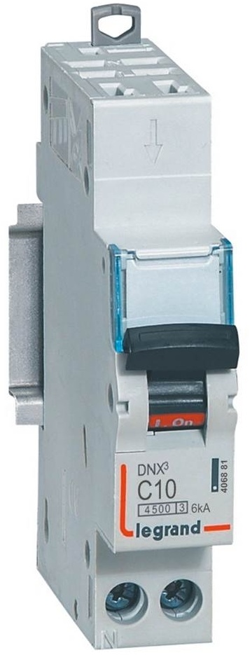 Disjoncteur DNX³ 4500 - auto/vis - U+N 230V~ 10A - 6kA - courbe C - 1 module