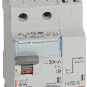 Interrupteur différentiel DX³-ID haut vis/haut auto 2P 230V~ 63A AC 30mA - 3 mod