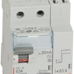 Interrupteur différentiel DX³-ID haut vis/haut auto 2P 230V~ 63A A 30mA - 3 mod