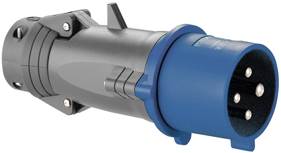 Fiche mobile droite Hypra IP44 32A - 200V~ à 250V~ - 3P+T - plastique