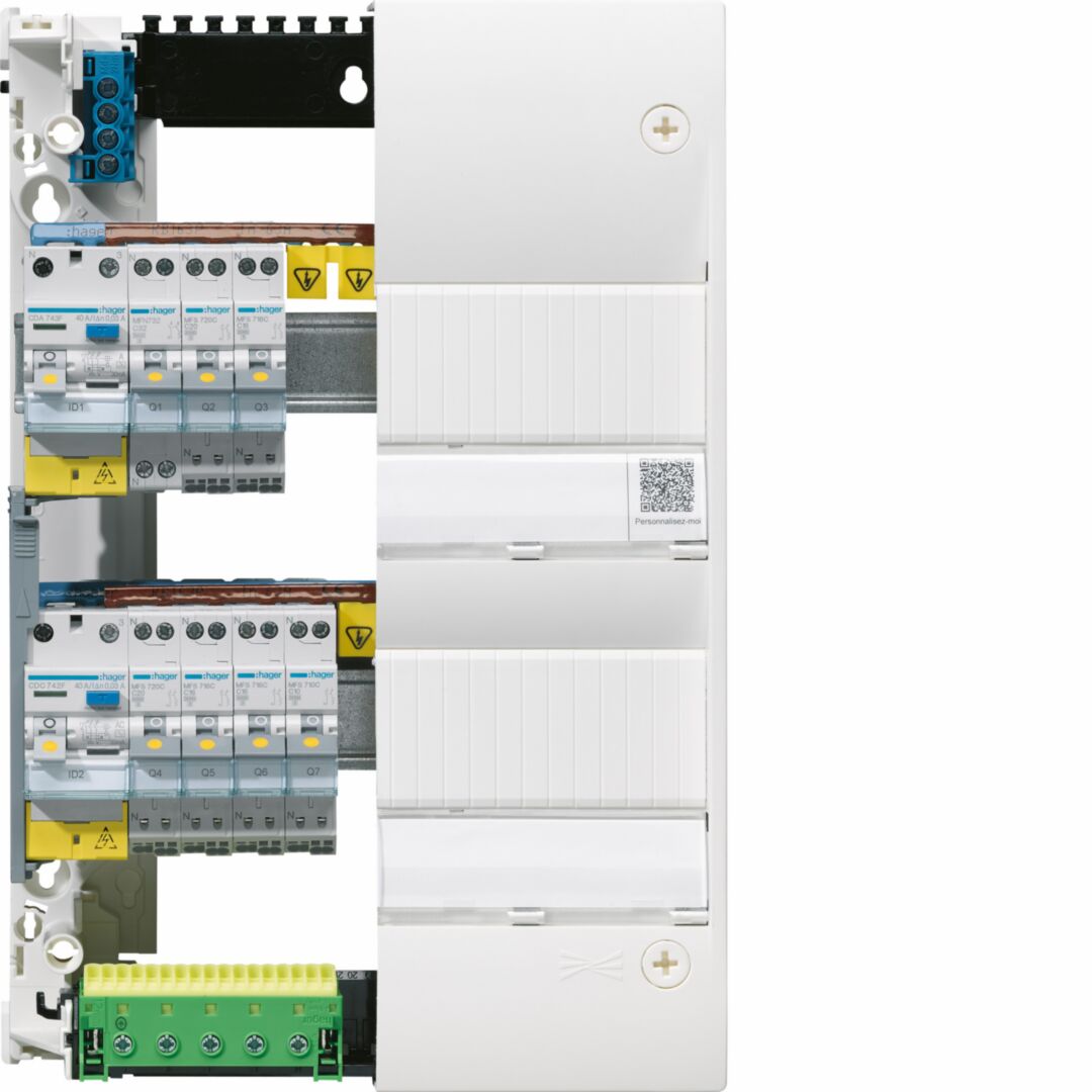 Porte opaque blanc gamma+ pour coffret gamma 13, 2 rangées 26 M – Image 4