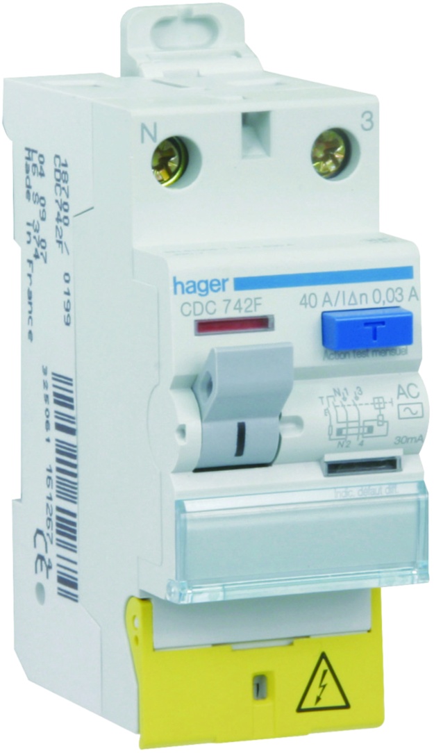 Interrupteur différentiel 2 poles 40 A 30 mA Type AC à Borne décalée – Image 4