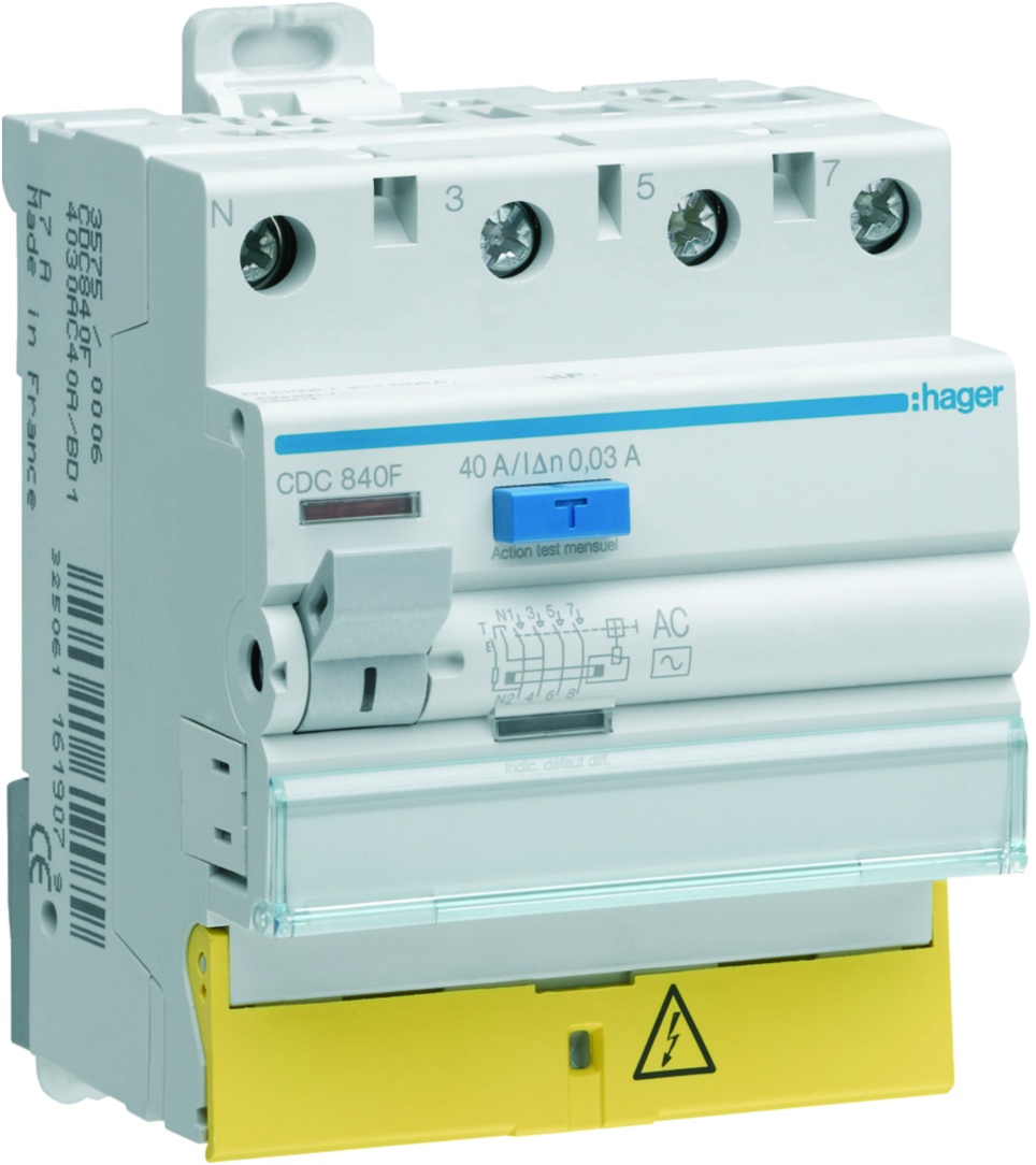 Interrupteur différentiel 40A 30mA 3P+N type AC à bornes décalées – Image 5