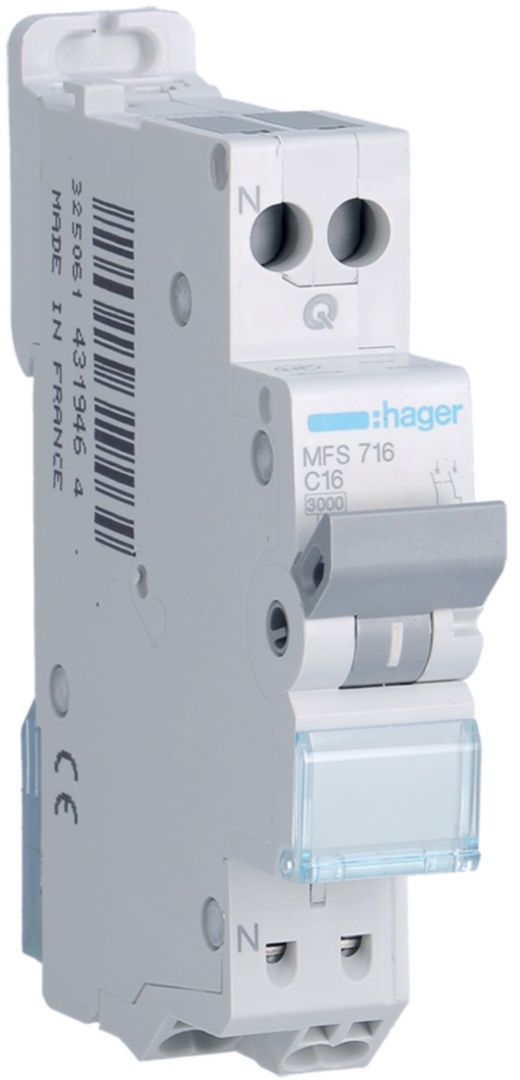 Disjoncteur Phase+ Neutre 16A 3kA Courbe C connexion automatique SanVis 1 Module – Image 4