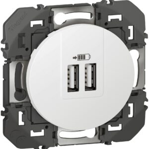Double Prise USB Type-A dooxie 3A 15W finition blanc
