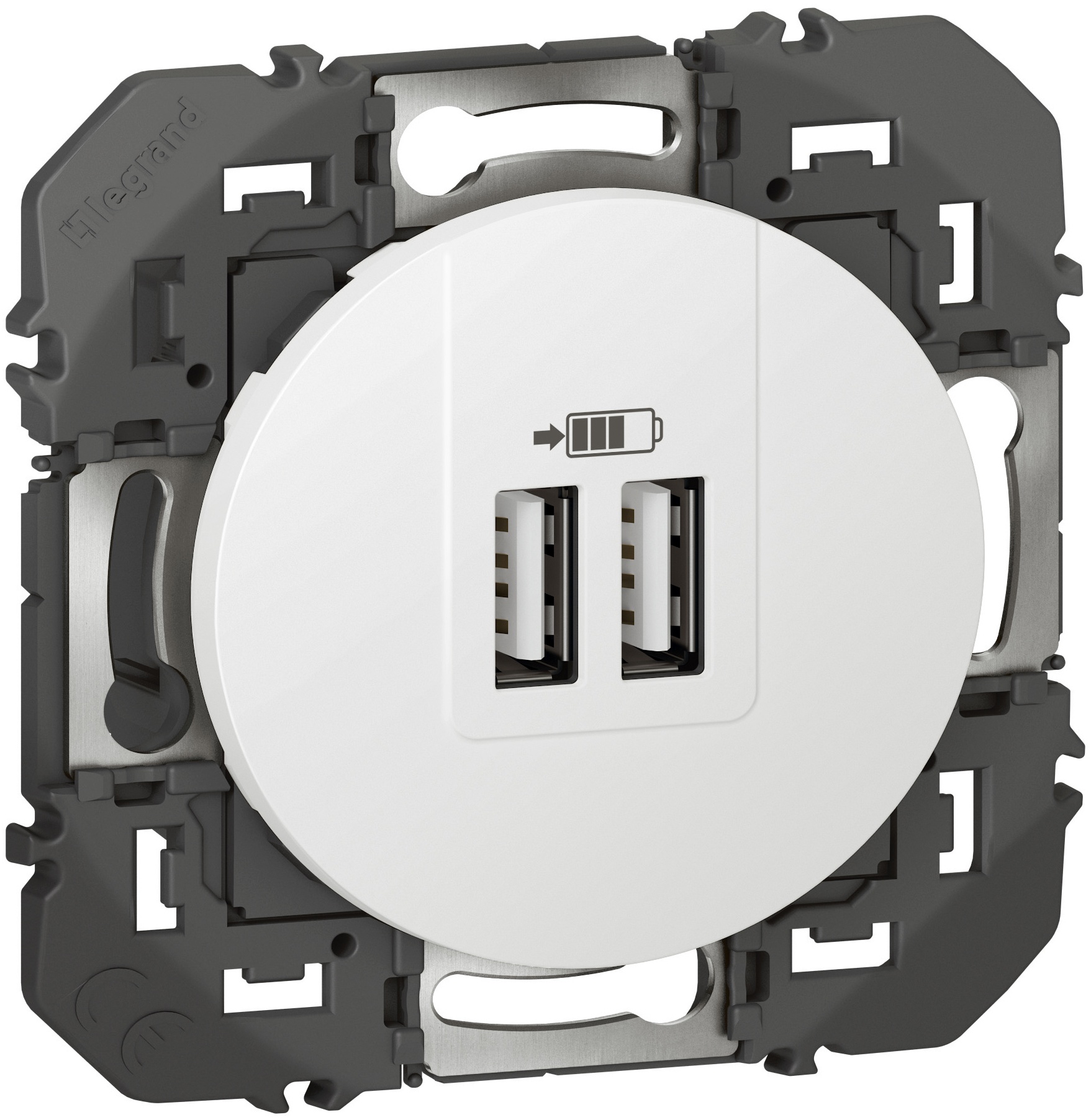 Double Prise USB Type-A dooxie 3A 15W finition blanc