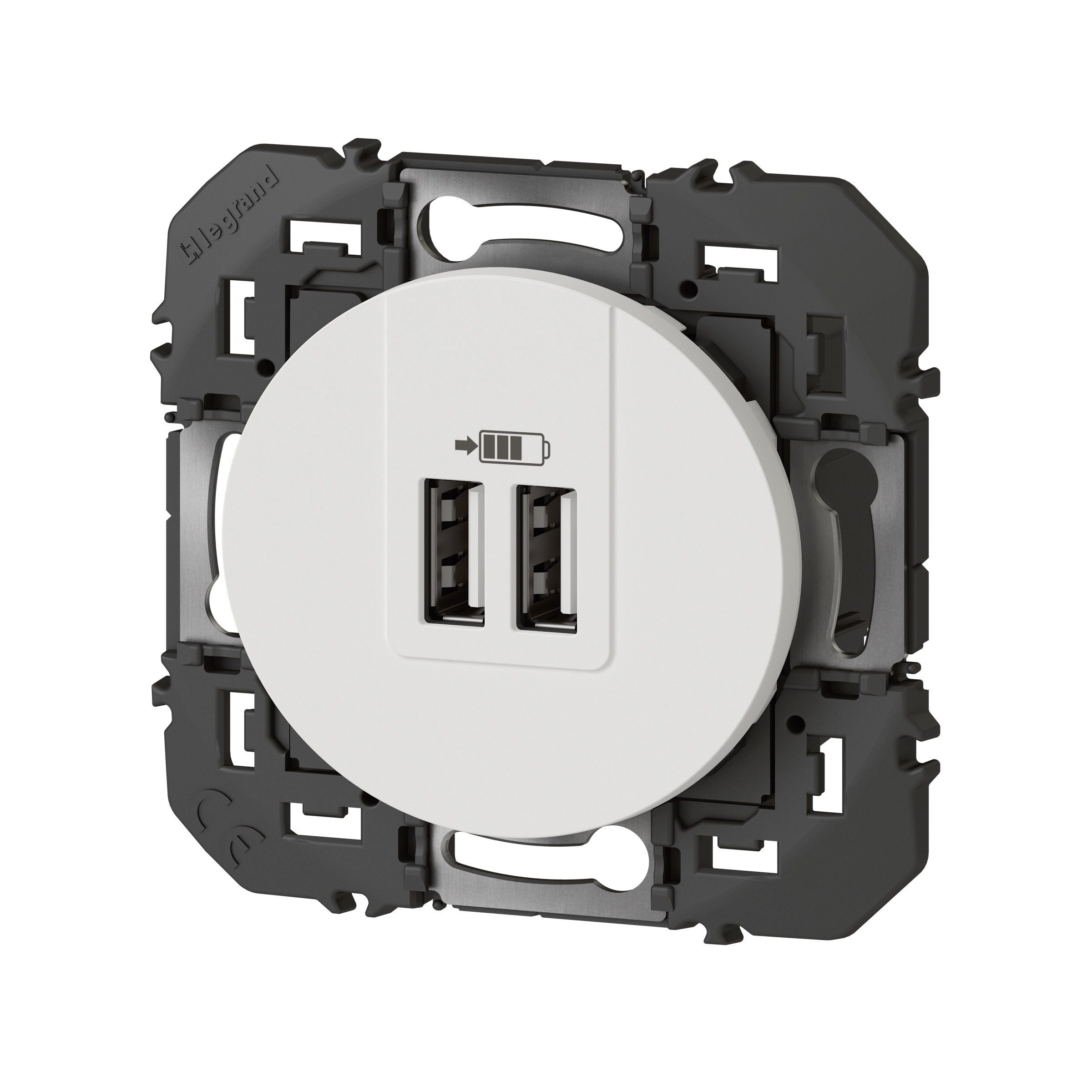 Double Prise USB Type-A dooxie 3A 15W finition blanc – Image 2