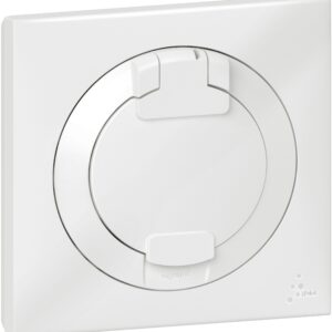 Prise de courant 2P+T à puits dooxie 16A IP44 livrée avec plaque carrée blanche