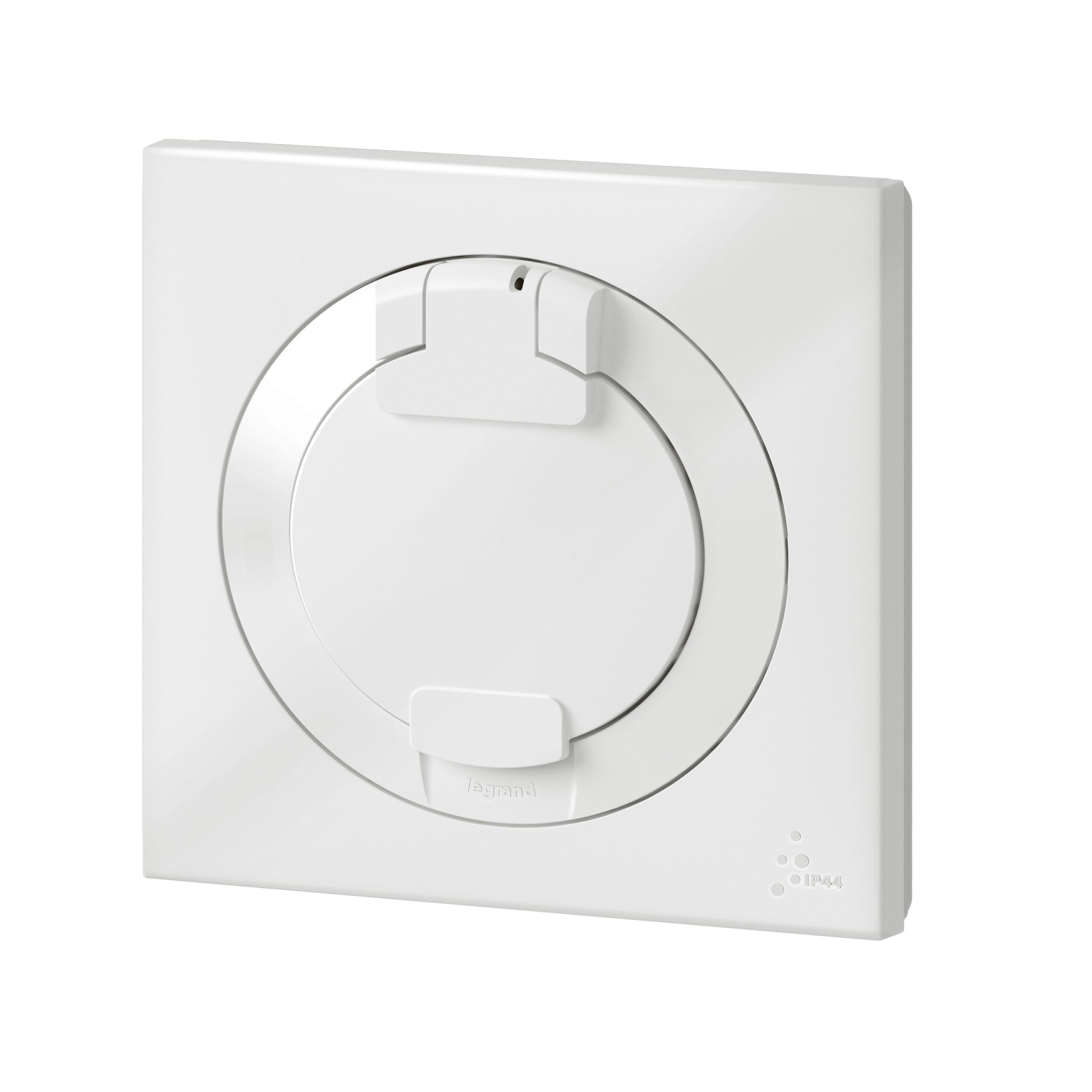 Prise de courant 2P+T à puits dooxie 16A IP44 livrée avec plaque carrée blanche – Image 2