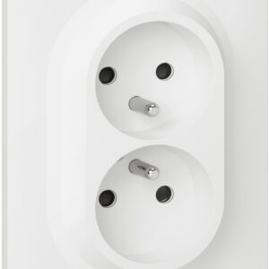 Double prise 2P+T compacte monobloc easyréno dooxie 16A avec plaque