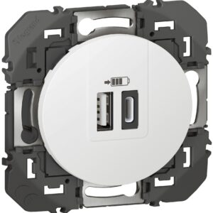 Double Prise USB 1 Type-A + 1 Type-C dooxie 3A finition blanc