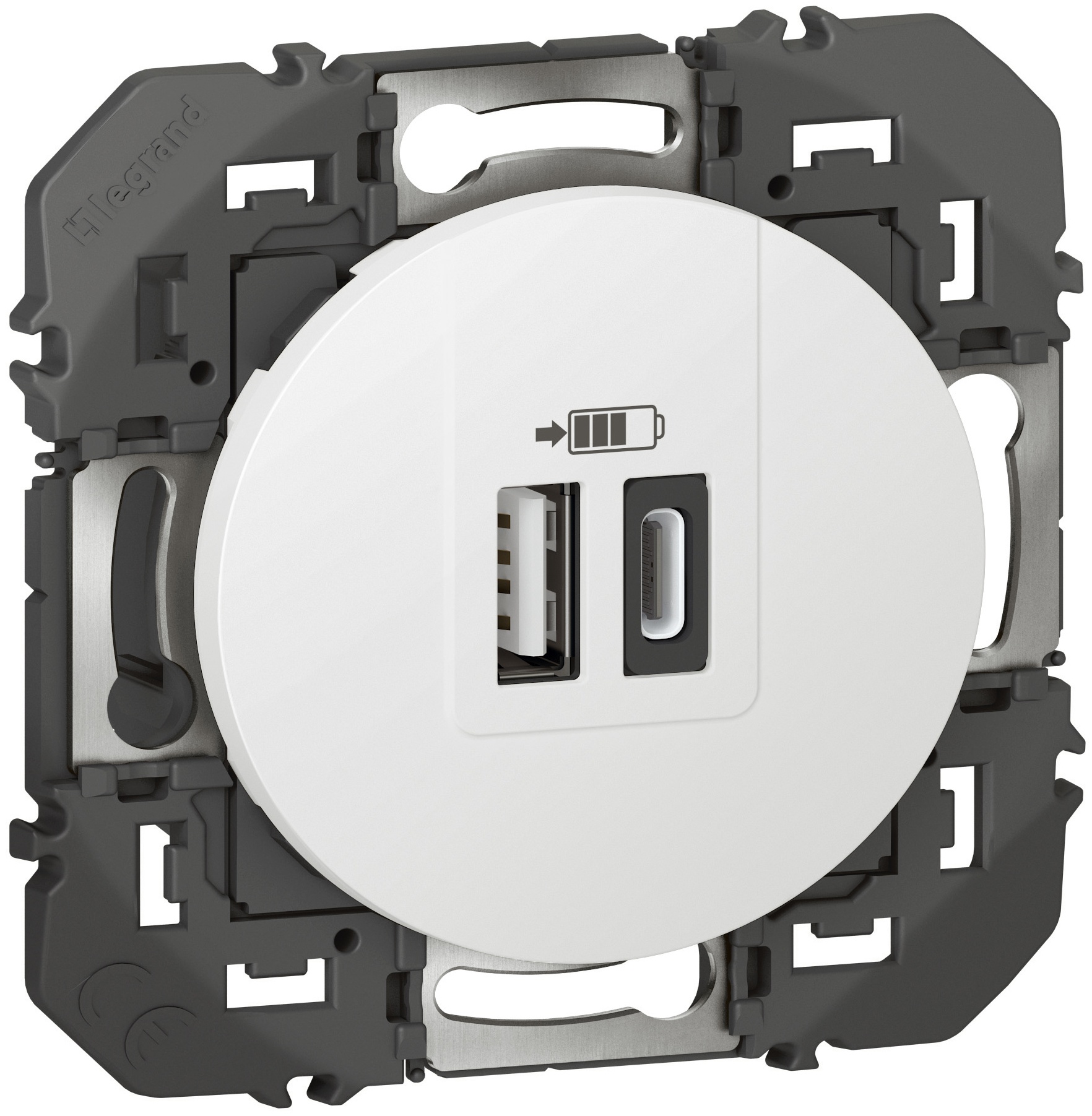 Double Prise USB 1 Type-A + 1 Type-C dooxie 3A finition blanc