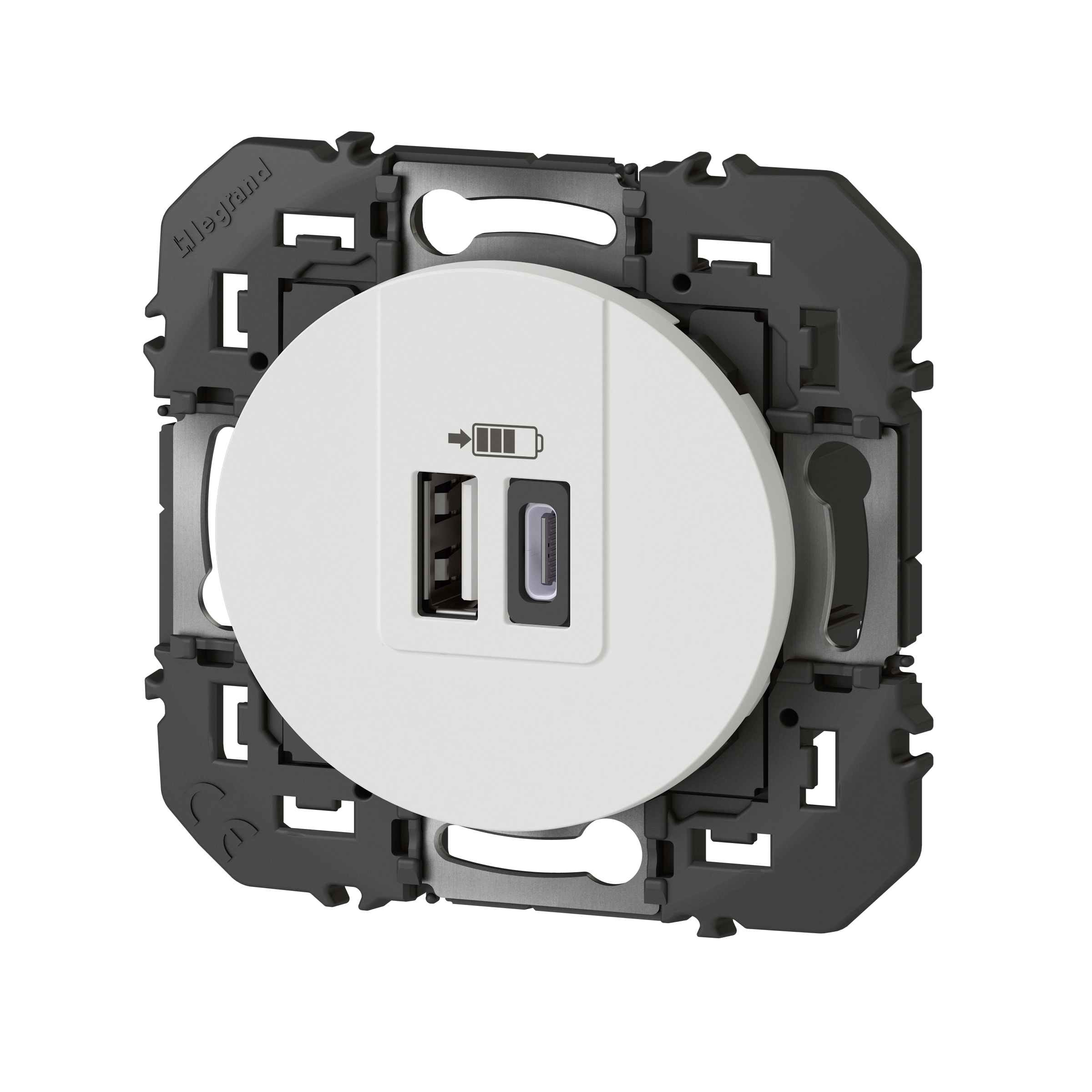 Double Prise USB 1 Type-A + 1 Type-C dooxie 3A finition blanc – Image 2