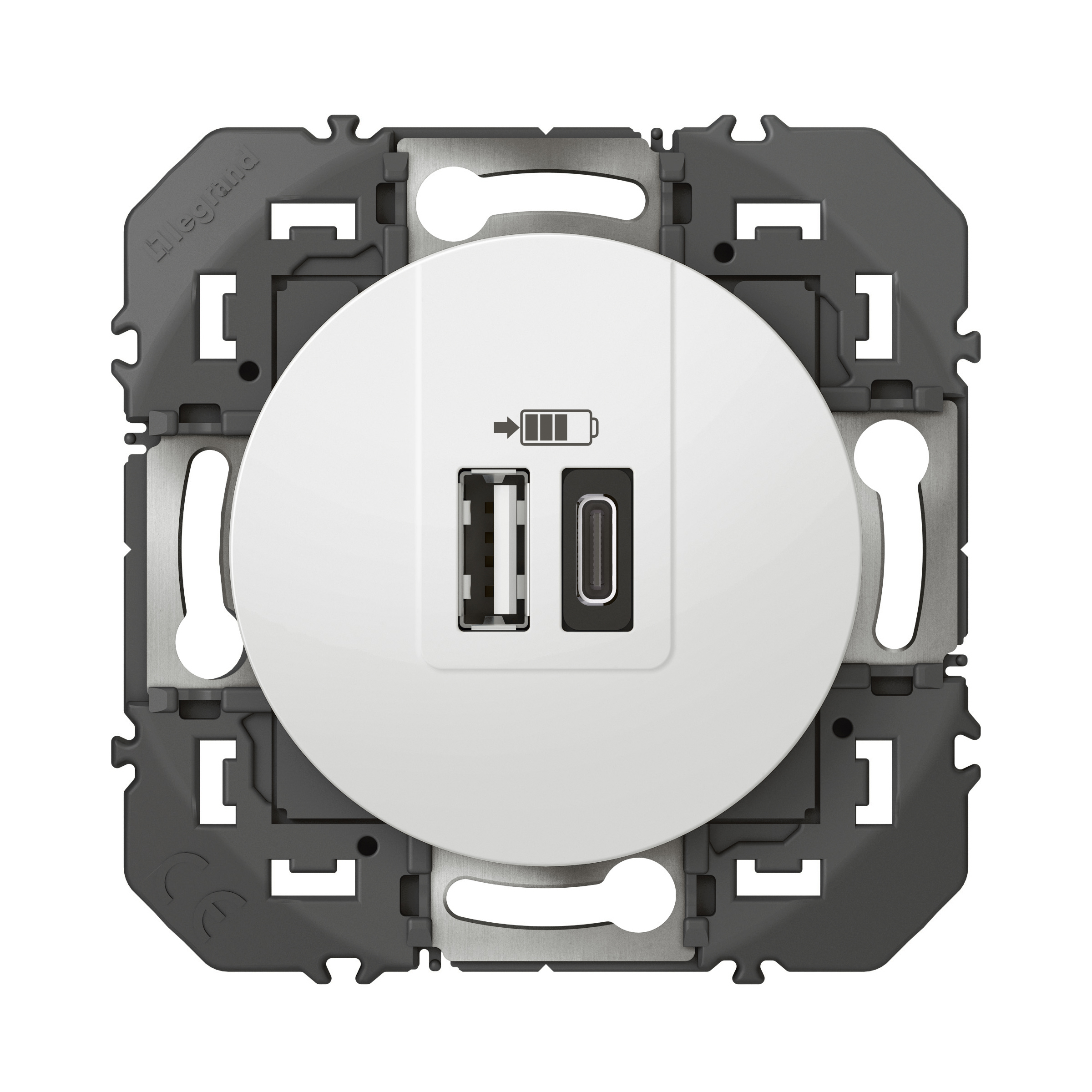 Double Prise USB 1 Type-A + 1 Type-C dooxie 3A finition blanc – Image 3
