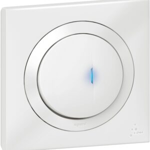 Poussoir simple lumineux dooxie IP44 6A 250V~ livré avec plaque carrée blanche