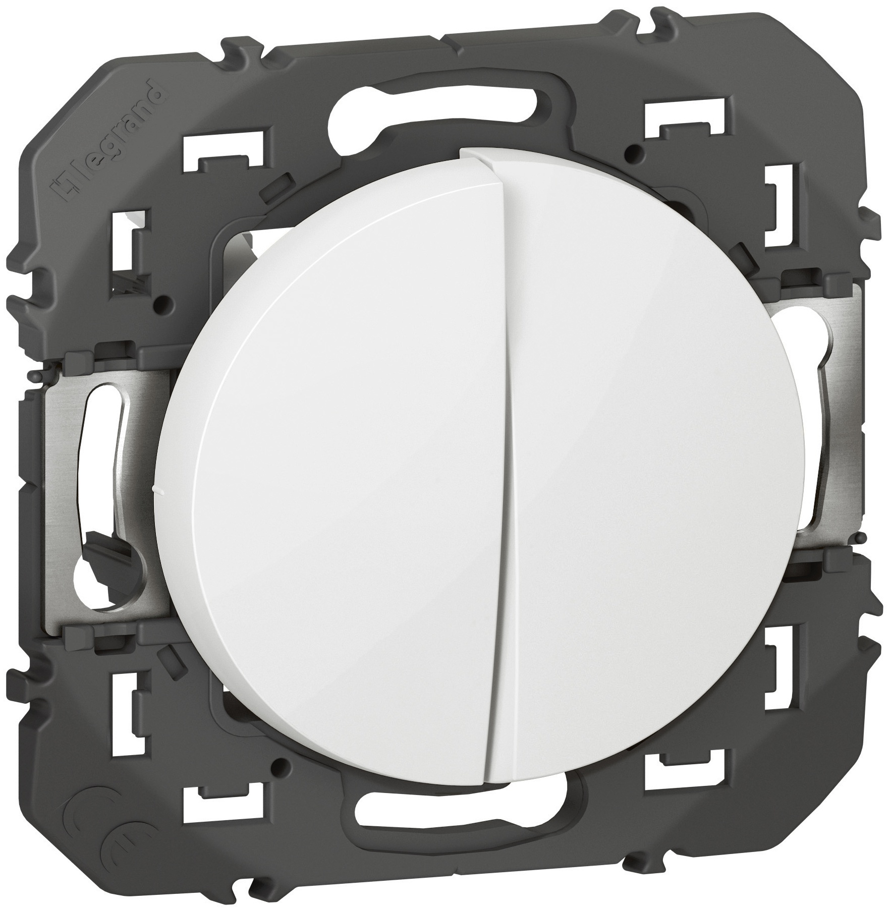 Double interrupteur ou va-et-vient dooxie 10AX 250V~ finition blanc