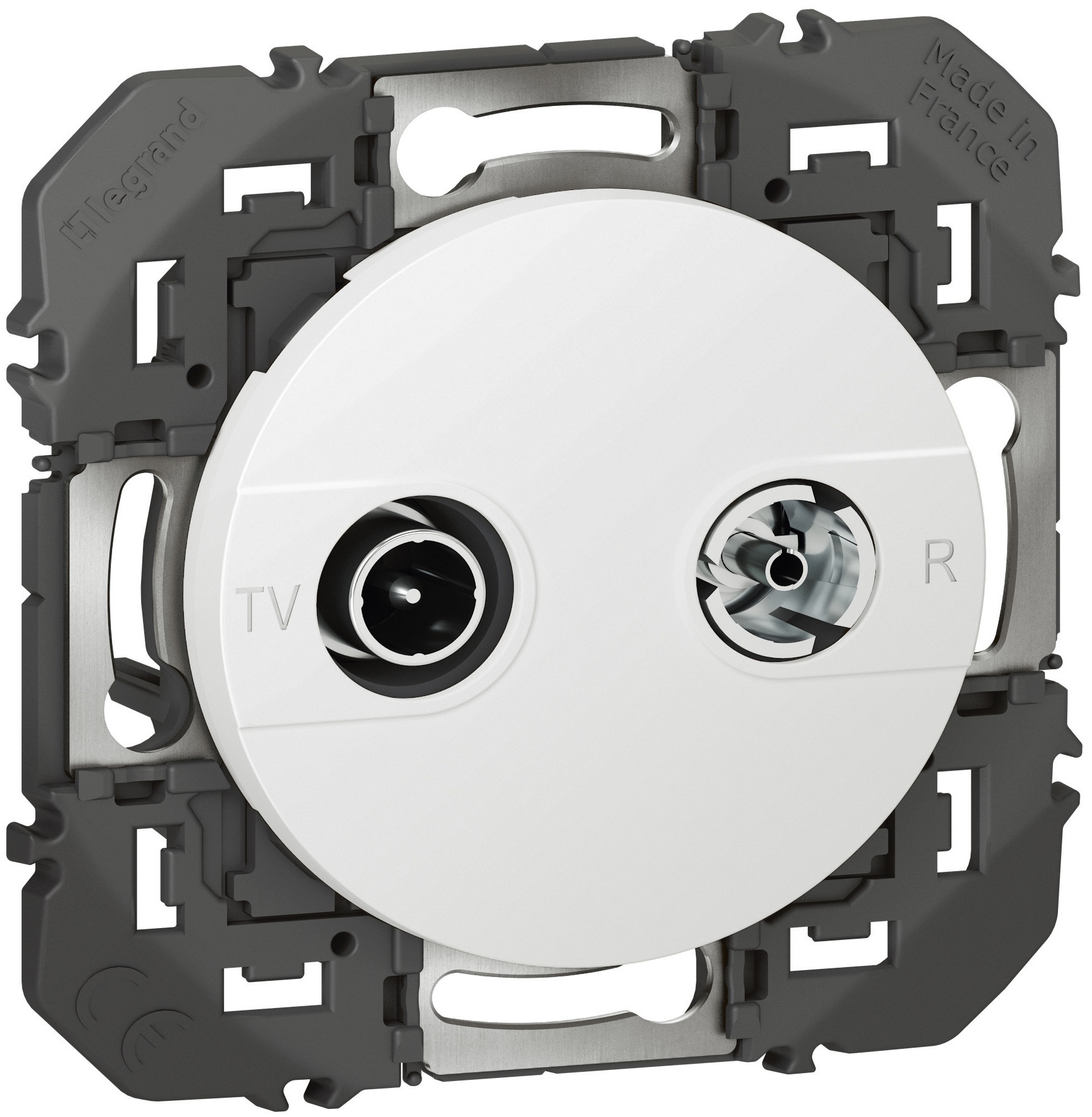 Prise TV-R dooxie - finition blanc - avec support – Image 2