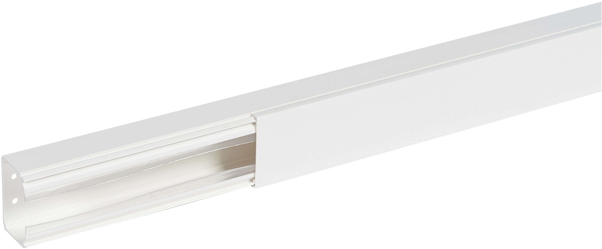 Goulotte distribution Viadis 60x40mm-Fond+couvercle-1 compart-Longueur 2m-Blanc – Image 2