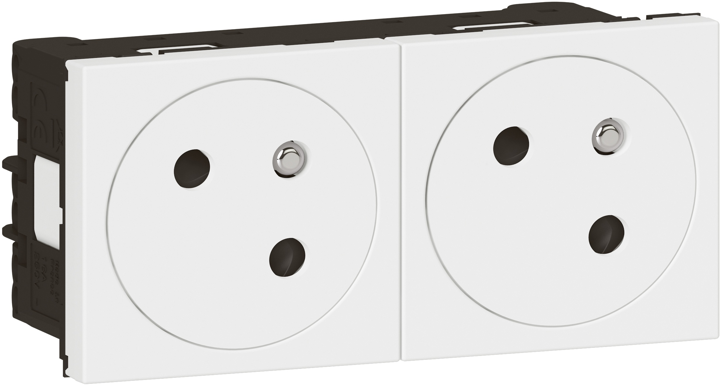 Prise de courant 2x2P+T Surface Mosaic Link auto 4 mod - blanc - 16A 250V