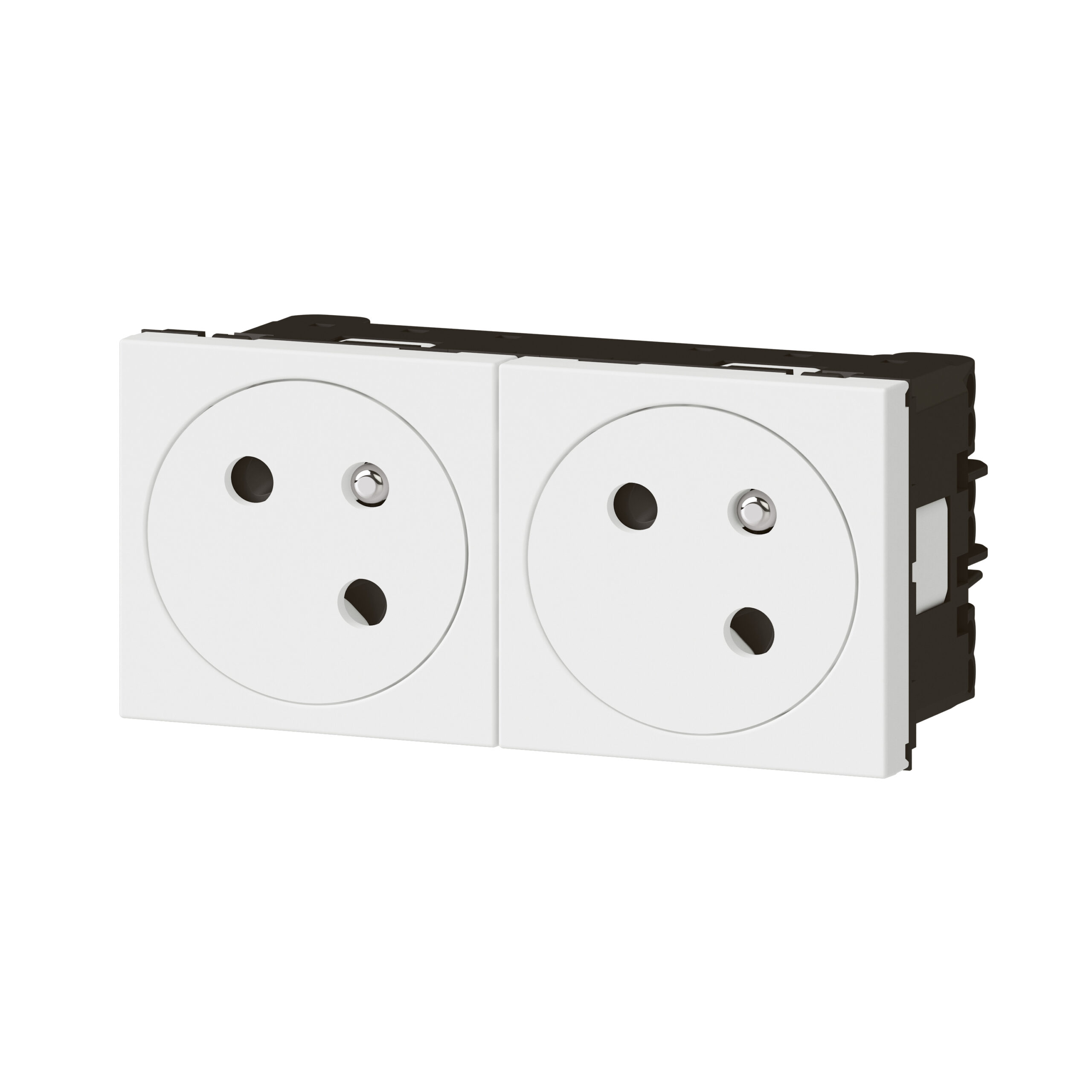 Prise de courant 2x2P+T Surface Mosaic Link auto 4 mod - blanc - 16A 250V – Image 2