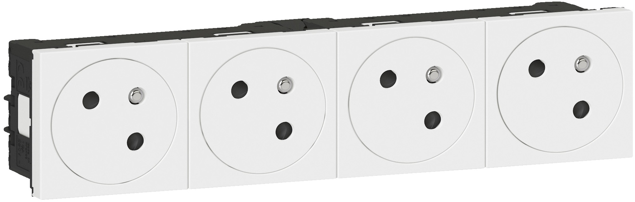 Prise de courant 4x2P+T Surface Mosaic Link auto 8 mod - blanc - 16A 250V – Image 2