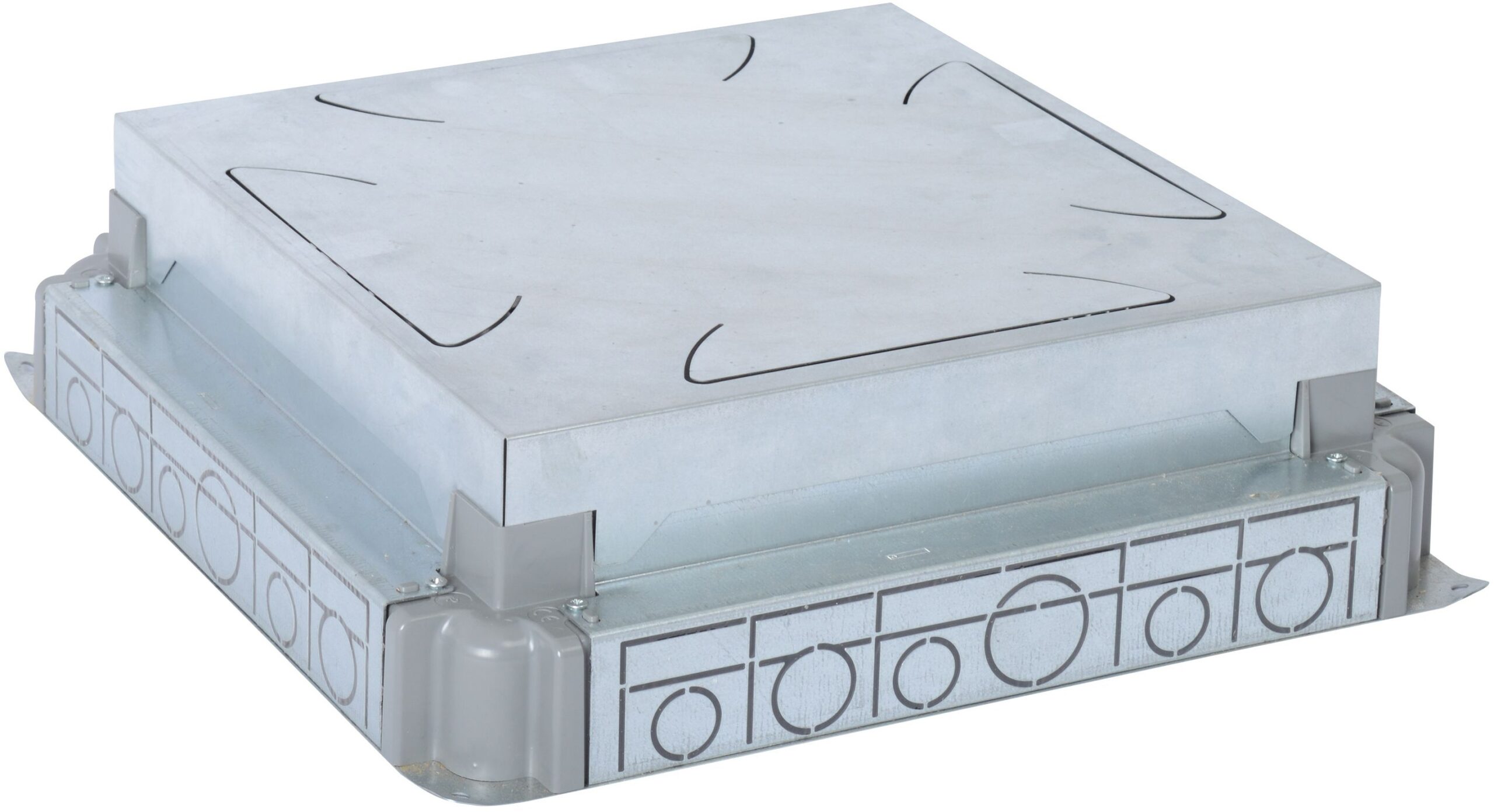 Boîte d'encastrement chape béton auto-ajustable pour boîte de sol 16/24 modules