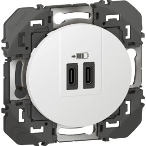 Double Prise USB Type-C dooxie 3A 15W finition blanc