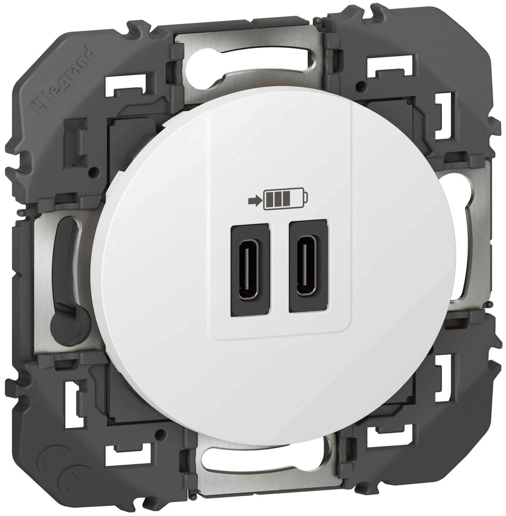 Double Prise USB Type-C dooxie 3A 15W finition blanc