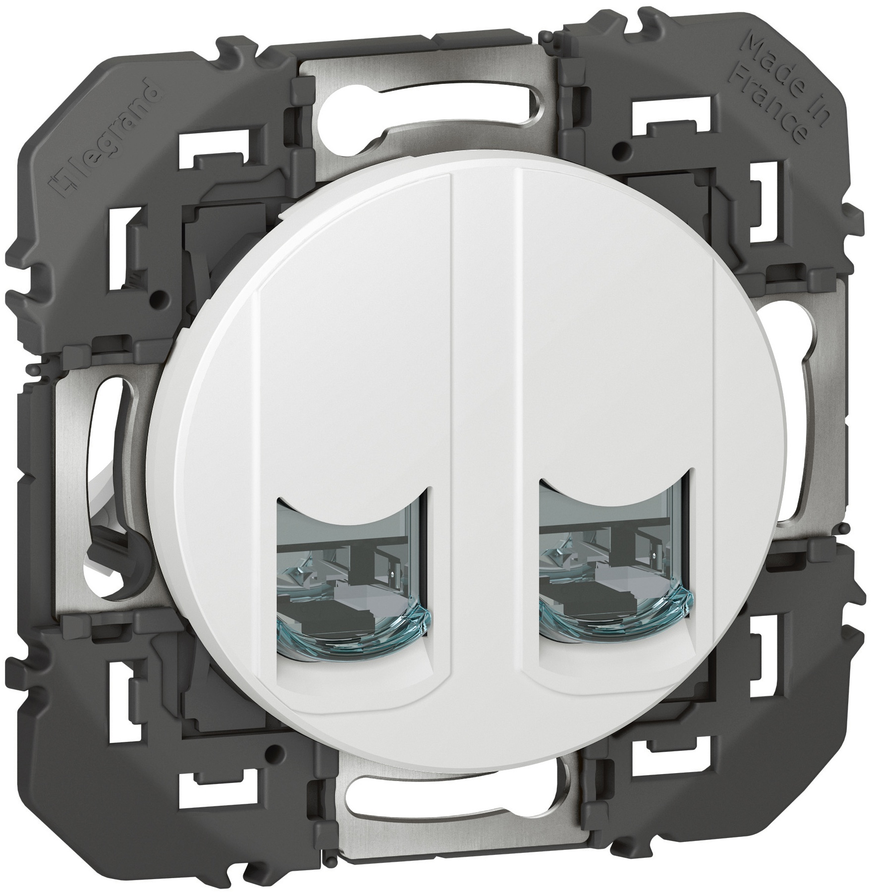 Double prise RJ45 catégorie 6 STP dooxie finition blanc