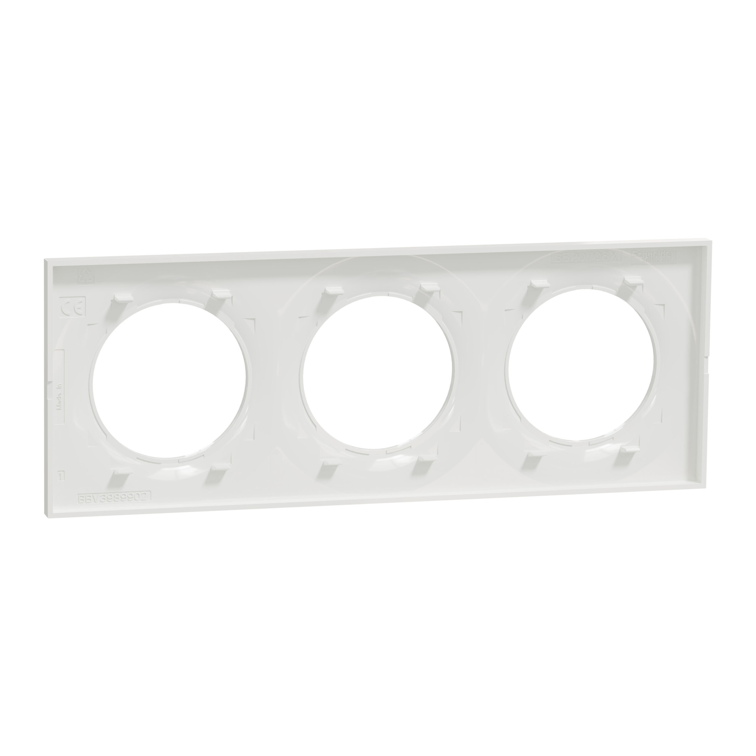 Odace 2011 Styl - plaque 3 postes H/V entraxe 71mm blanc – Image 3