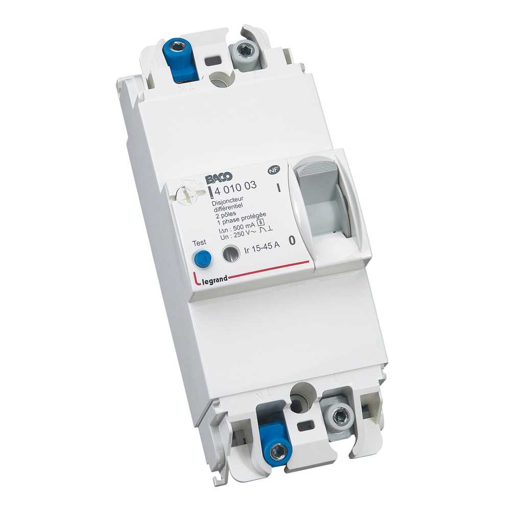Disjoncteur de branchement Enedis 2P bipolaire différentiel 500mA sélectif - 45A