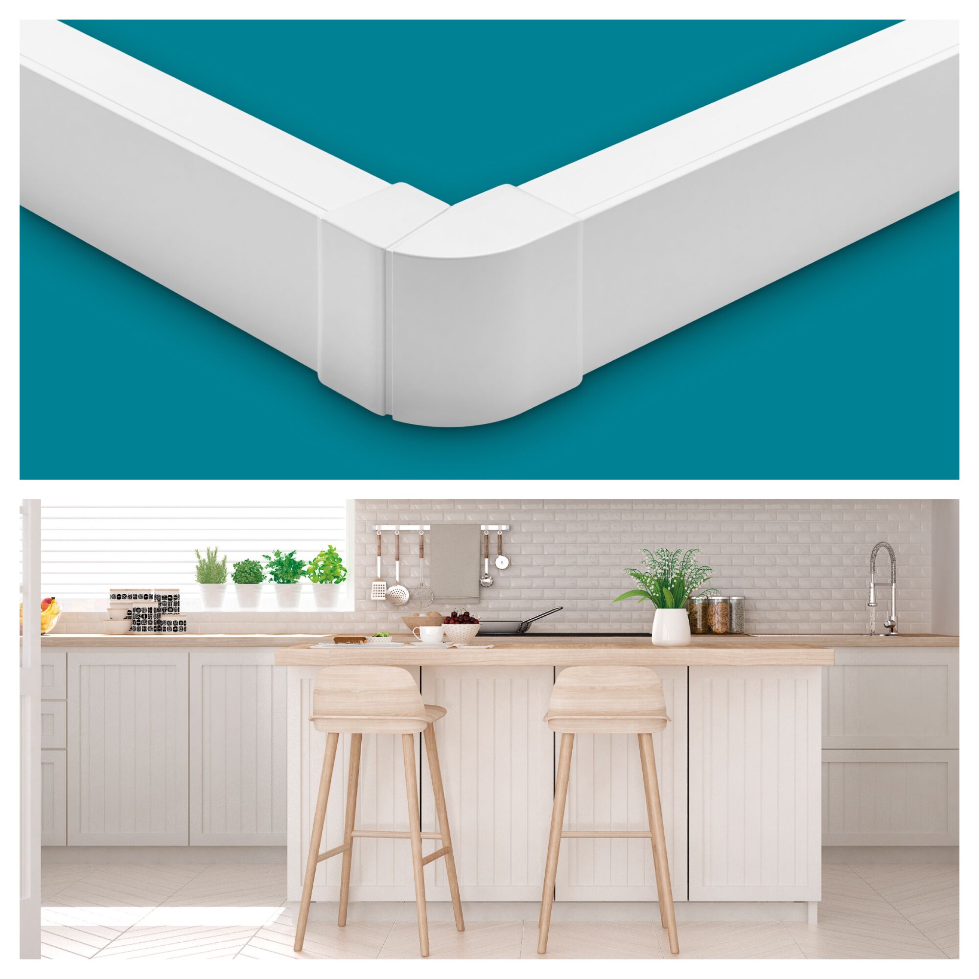 Goulotte distribution Viadis 60x40mm-Fond+couvercle-1 compart-Longueur 2m-Blanc
