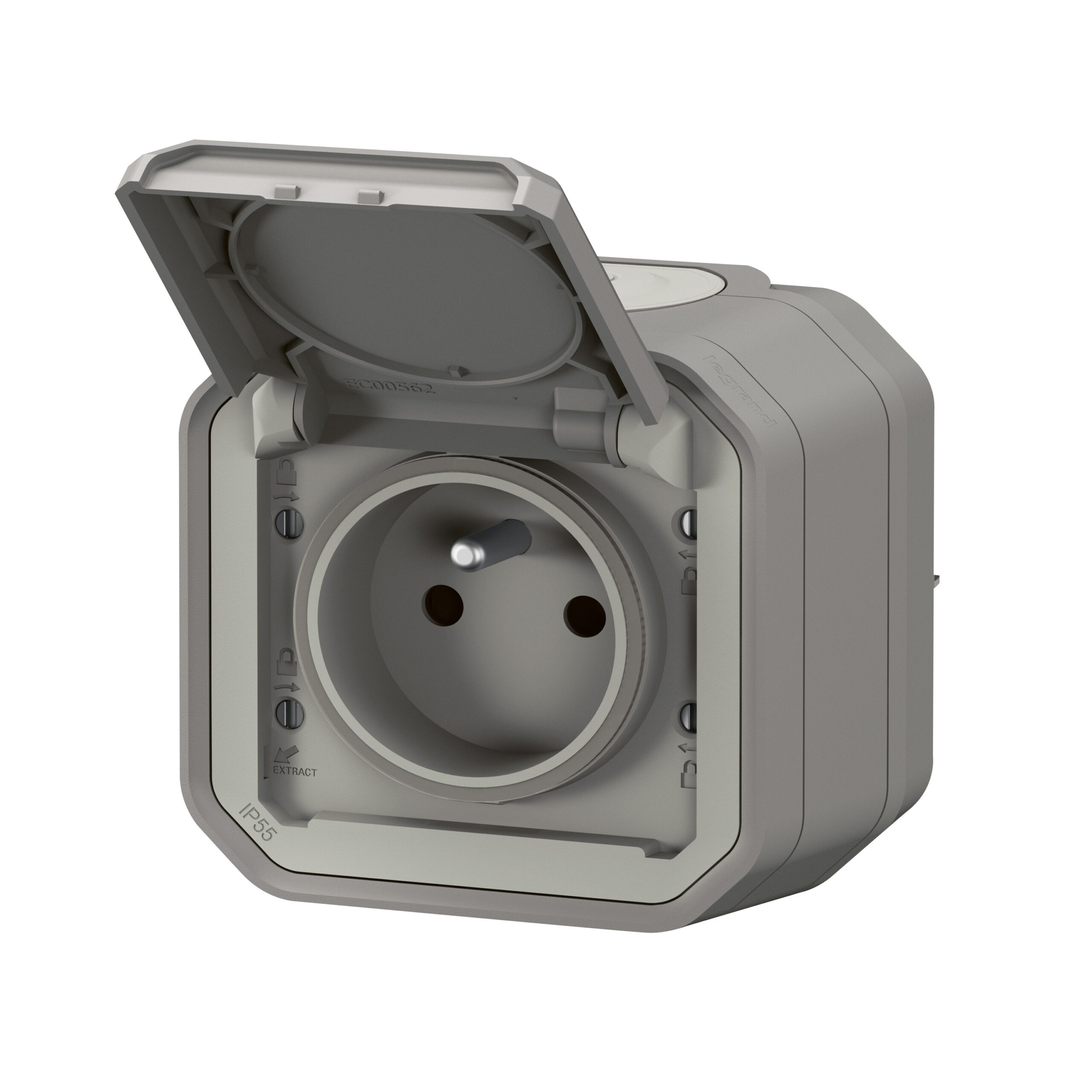 Prise de courant étanche 2P+T auto Plexo complet saillie gris - 16A 250V – Image 5