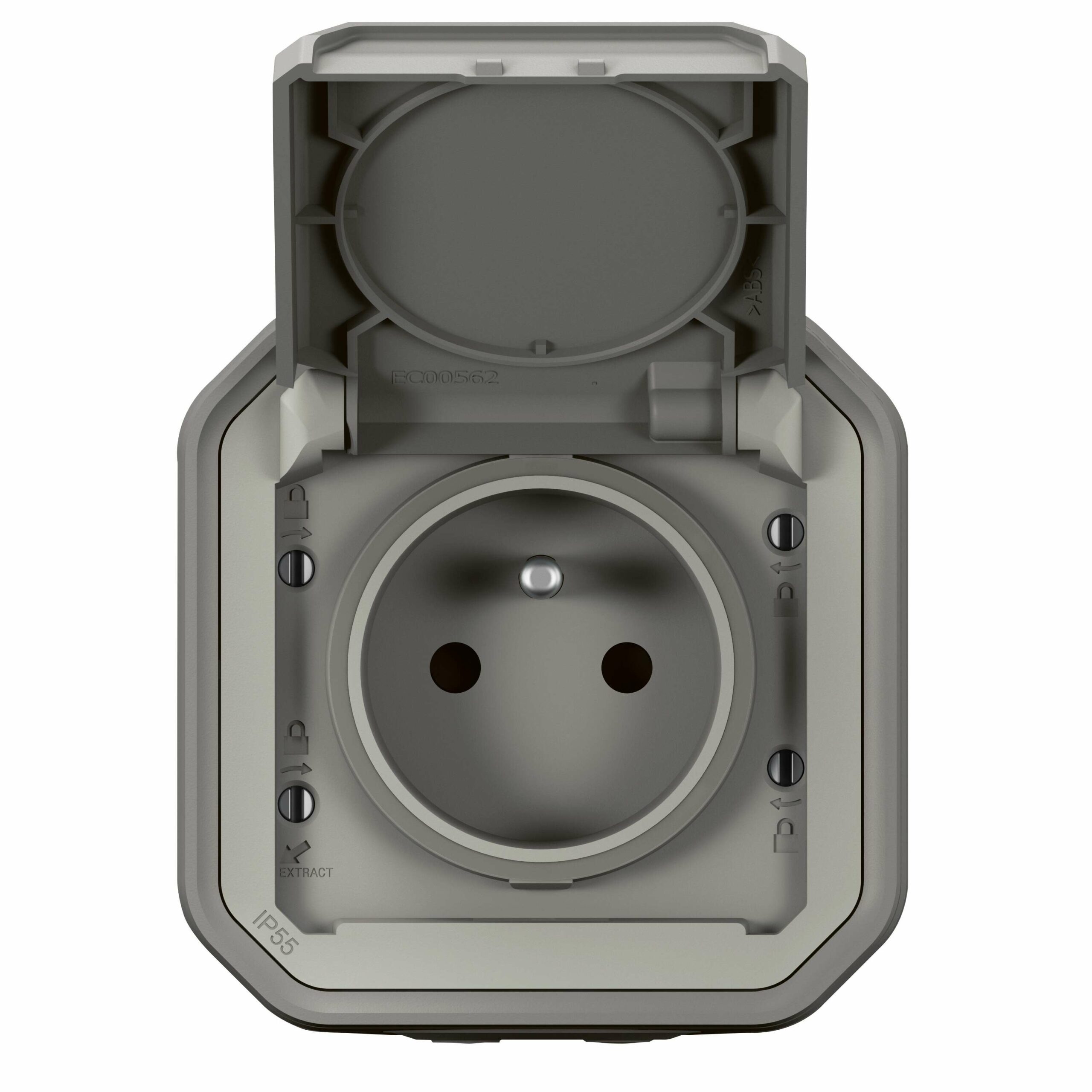 Prise de courant étanche 2P+T auto Plexo complet saillie gris - 16A 250V – Image 7