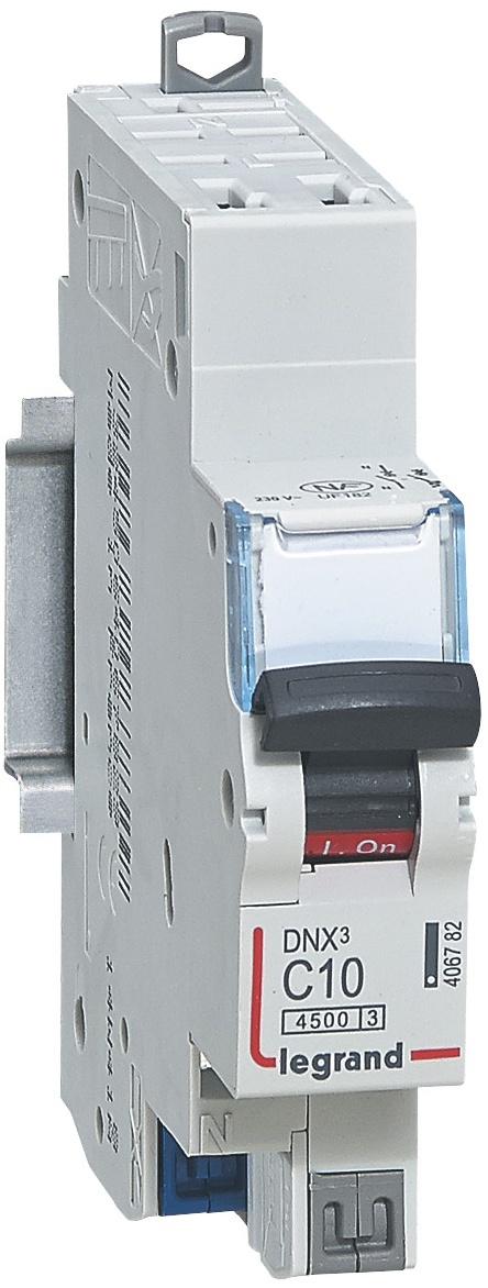 Disjoncteur DNX³ 4500 - auto/auto - 1P+N 230V~ 10A - 4,5kA - courbe C - 1 module