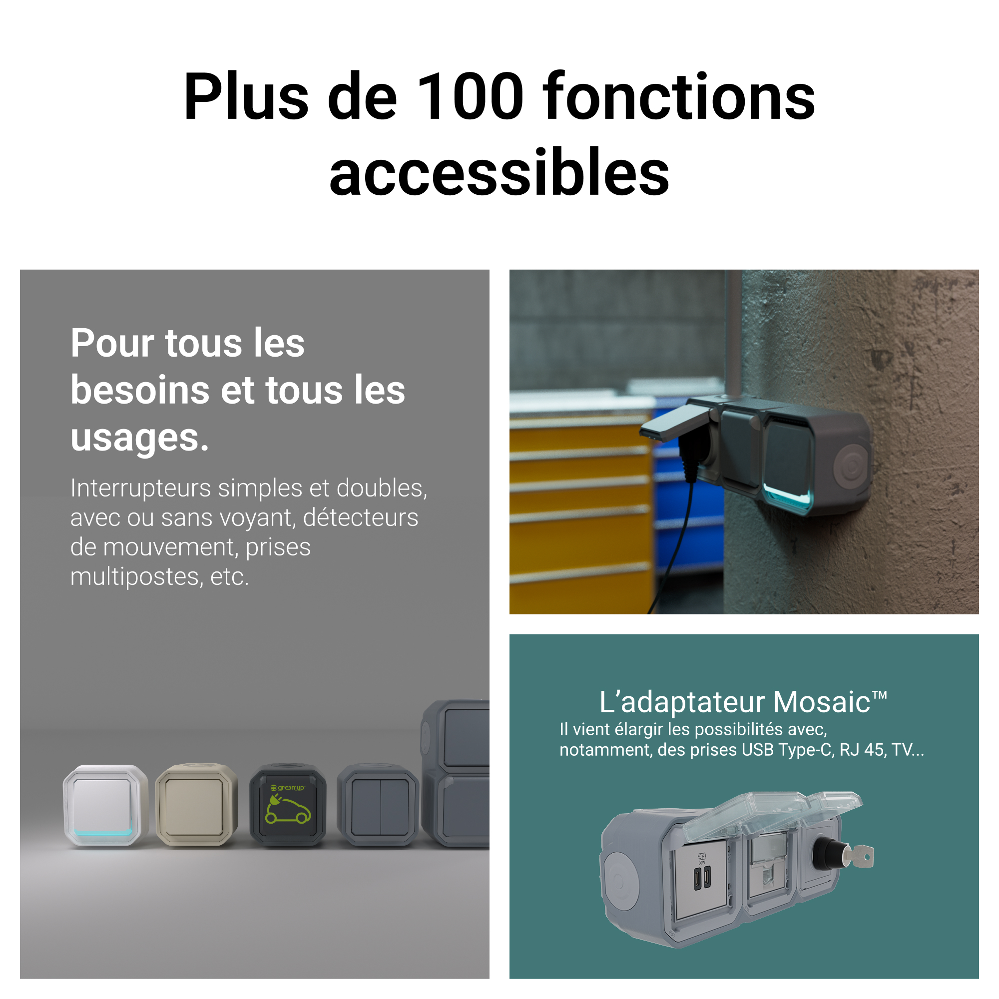 Interrupteur ou va-et-vient 10AX 250V étanche Plexo complet saillie gris – Image 2