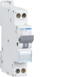 Disjoncteur Phase + Neutre 16A 3kA Courbe C bornes à vis 1 Module
