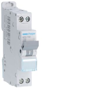 Disjoncteur Phase + Neutre 32A 3kA Courbe C bornes à vis 1 Module