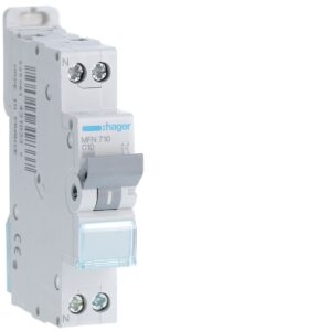 Disjoncteur Phase + Neutre 10A 3kA Courbe C bornes à vis 1 Module