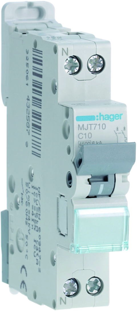 Disjoncteur 10A 1P+N 4,5-6kA Courbe C 1module – Image 2