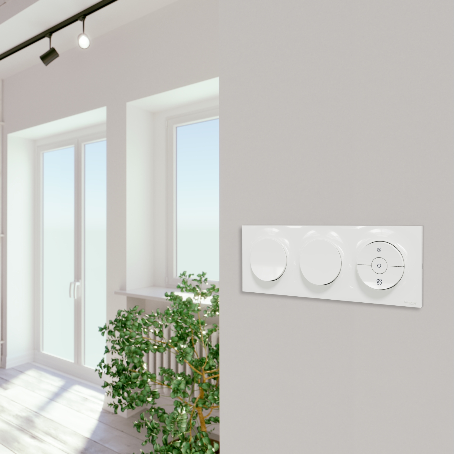 Odace 2011 Styl - plaque 3 postes H/V entraxe 71mm blanc – Image 6