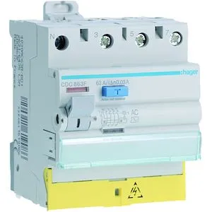 Interrupteur différentiel 63A 30mA 3P+N type AC à bornes décalées – Image 6
