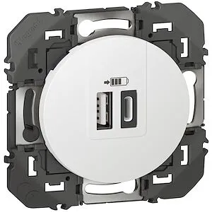 Double Prise USB 1 Type-A + 1 Type-C dooxie 3A finition blanc – Image 4