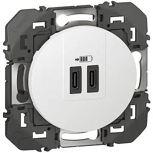 Double Prise USB Type-C dooxie 3A 15W finition blanc – Image 2